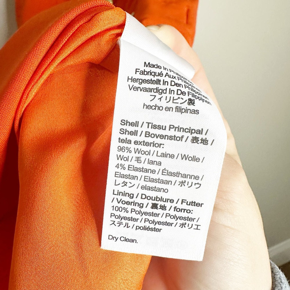 J. Crew Womens Dress Pleated Mini Italian Bi-Stretch Wool Blend Orange Size 0 - Picture 15 of 16